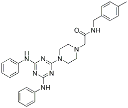 2-(4-(4,6-BIS(PHENYLAMINO)-1,3,5-TRIAZIN-2-YL)PIPERAZIN-1-YL)-N-(4-METHYLBENZYL)ACETAMIDE Struktur