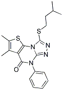 2,3-DIMETHYL-8-[(3-METHYLBUTYL)THIO]-5-PHENYLTHIENO[3,2-E][1,2,4]TRIAZOLO[4,3-A]PYRIMIDIN-4(5H)-ONE Struktur