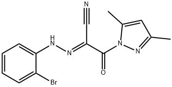 2-[(E)-2-(2-BROMOPHENYL)HYDRAZONO]-3-(3,5-DIMETHYL-1H-PYRAZOL-1-YL)-3-OXOPROPANENITRILE Struktur