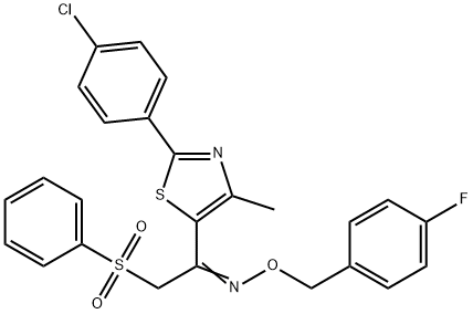 1-[2-(4-CHLOROPHENYL)-4-METHYL-1,3-THIAZOL-5-YL]-2-(PHENYLSULFONYL)-1-ETHANONE O-(4-FLUOROBENZYL)OXIME Struktur