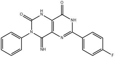 6-(4-FLUOROPHENYL)-4-IMINO-3-PHENYL-1,3,7-TRIHYDRO-5,7-DIAZAQUINAZOLINE-2,8-DIONE Struktur