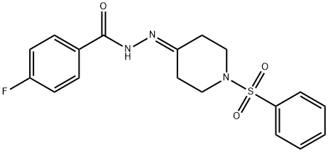 4-FLUORO-N'-[1-(PHENYLSULFONYL)-4-PIPERIDINYLIDENE]BENZENECARBOHYDRAZIDE Struktur