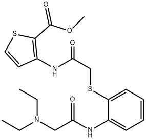 METHYL 3-((2-[(2-([2-(DIETHYLAMINO)ACETYL]AMINO)PHENYL)SULFANYL]ACETYL)AMINO)-2-THIOPHENECARBOXYLATE Struktur