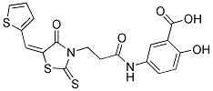 2-HYDROXY-5-((3-[(5E)-4-OXO-5-(THIEN-2-YLMETHYLENE)-2-THIOXO-1,3-THIAZOLIDIN-3-YL]PROPANOYL)AMINO)BENZOIC ACID Struktur