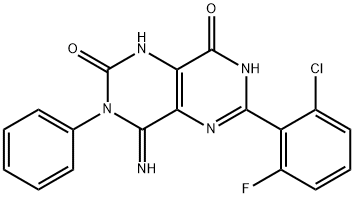 6-(6-CHLORO-2-FLUOROPHENYL)-4-IMINO-3-PHENYL-1,3,7-TRIHYDRO-5,7-DIAZAQUINAZOLINE-2,8-DIONE Struktur