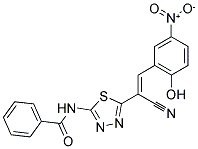 N-{5-[(E)-1-CYANO-2-(2-HYDROXY-5-NITROPHENYL)VINYL]-1,3,4-THIADIAZOL-2-YL}BENZAMIDE Struktur