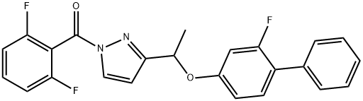 (2,6-DIFLUOROPHENYL)(3-(1-[(2-FLUORO[1,1'-BIPHENYL]-4-YL)OXY]ETHYL)-1H-PYRAZOL-1-YL)METHANONE Struktur