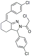 2-CHLORO-1-[7-(4-CHLORO-BENZYLIDENE)-3-(4-CHLORO-PHENYL)-3,3A,4,5,6,7-HEXAHYDRO-INDAZOL-2-YL]-ETHANONE Struktur