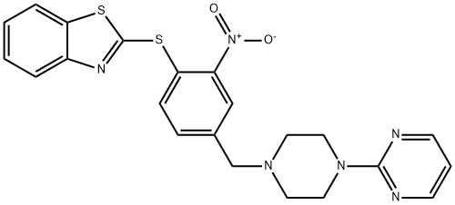 1,3-BENZOTHIAZOL-2-YL 2-NITRO-4-([4-(2-PYRIMIDINYL)PIPERAZINO]METHYL)PHENYL SULFIDE Struktur