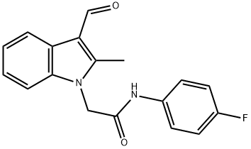 N-(4-FLUOROPHENYL)-2-(3-FORMYL-2-METHYL-1H-INDOL-1-YL)ACETAMIDE Struktur