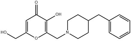 2-[(4-BENZYLPIPERIDINO)METHYL]-3-HYDROXY-6-(HYDROXYMETHYL)-4H-PYRAN-4-ONE Struktur