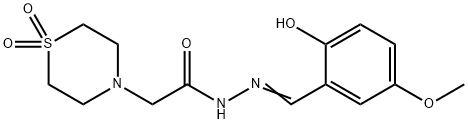 2-(1,1-DIOXO-1LAMBDA6,4-THIAZINAN-4-YL)-N'-[(E)-(2-HYDROXY-5-METHOXYPHENYL)METHYLIDENE]ACETOHYDRAZIDE Struktur