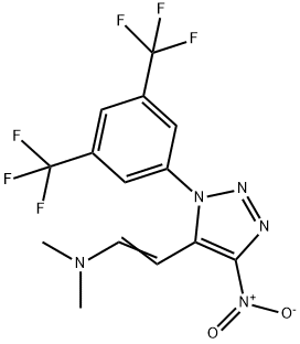 (E)-2-(1-[3,5-BIS(TRIFLUOROMETHYL)PHENYL]-4-NITRO-1H-1,2,3-TRIAZOL-5-YL)-N,N-DIMETHYL-1-ETHENAMINE Struktur