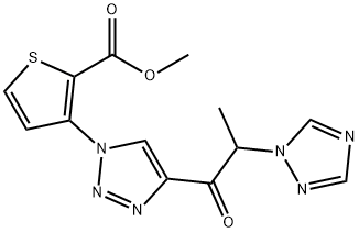 METHYL 3-(4-[2-(1H-1,2,4-TRIAZOL-1-YL)PROPANOYL]-1H-1,2,3-TRIAZOL-1-YL)-2-THIOPHENECARBOXYLATE Struktur