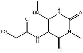 2-HYDROXY-N-[3-METHYL-6-(METHYLAMINO)-2,4-DIOXO-1,2,3,4-TETRAHYDROPYRIMIDIN-5-YL]ACETAMIDE Struktur