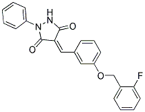 (4E)-4-{3-[(2-FLUOROBENZYL)OXY]BENZYLIDENE}-1-PHENYLPYRAZOLIDINE-3,5-DIONE Struktur