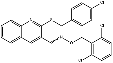 2-[(4-CHLOROBENZYL)SULFANYL]-3-QUINOLINECARBALDEHYDE O-(2,6-DICHLOROBENZYL)OXIME Struktur