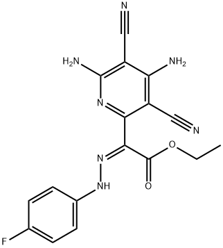 ETHYL 2-(4,6-DIAMINO-3,5-DICYANO-2-PYRIDINYL)-2-[(Z)-2-(4-FLUOROPHENYL)HYDRAZONO]ACETATE Struktur