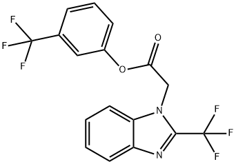 3-(TRIFLUOROMETHYL)PHENYL 2-[2-(TRIFLUOROMETHYL)-1H-1,3-BENZIMIDAZOL-1-YL]ACETATE Struktur