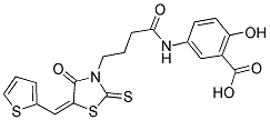 2-HYDROXY-5-((4-[(5E)-4-OXO-5-(THIEN-2-YLMETHYLENE)-2-THIOXO-1,3-THIAZOLIDIN-3-YL]BUTANOYL)AMINO)BENZOIC ACID Struktur