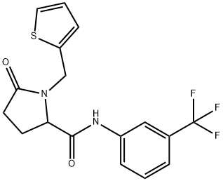 5-OXO-1-(2-THIENYLMETHYL)-N-[3-(TRIFLUOROMETHYL)PHENYL]-2-PYRROLIDINECARBOXAMIDE Struktur