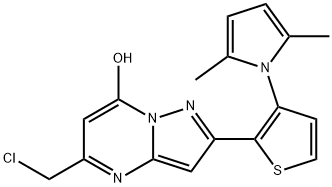 5-(CHLOROMETHYL)-2-[3-(2,5-DIMETHYL-1H-PYRROL-1-YL)-2-THIENYL]PYRAZOLO[1,5-A]PYRIMIDIN-7-OL Struktur