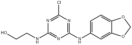 2-[4-(BENZO[1,3]DIOXOL-5-YLAMINO)-6-CHLORO-[1,3,5]TRIAZIN-2-YLAMINO]-ETHANOL Struktur