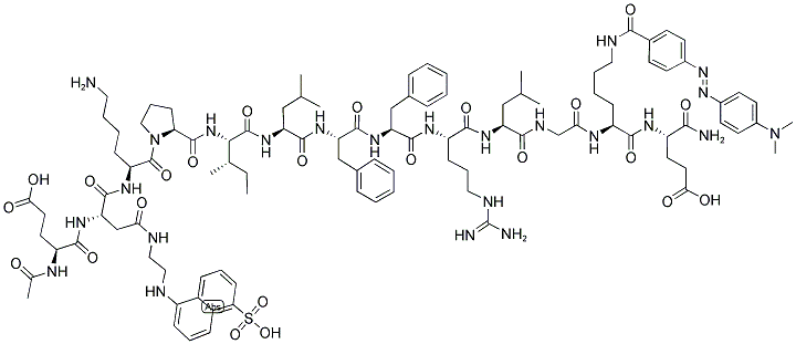 AC-GLU-ASP(EDANS)-LYS-PRO-ILE-LEU-PHE-PHE-ARG-LEU-GLY-LYS(DABCYL)-GLU-NH2 Struktur