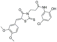 N-(5-CHLORO-2-HYDROXYPHENYL)-3-[(5Z)-5-(3,4-DIMETHOXYBENZYLIDENE)-4-OXO-2-THIOXO-1,3-THIAZOLIDIN-3-YL]PROPANAMIDE Struktur