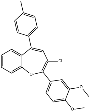 3-CHLORO-2-(3,4-DIMETHOXYPHENYL)-5-(4-METHYLPHENYL)-1-BENZOXEPINE Struktur