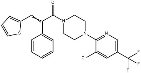 (E)-1-(4-[3-CHLORO-5-(TRIFLUOROMETHYL)-2-PYRIDINYL]PIPERAZINO)-2-PHENYL-3-(2-THIENYL)-2-PROPEN-1-ONE Struktur