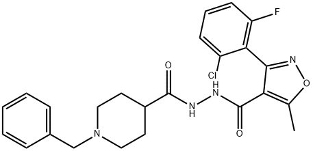 N'-[(1-BENZYL-4-PIPERIDINYL)CARBONYL]-3-(2-CHLORO-6-FLUOROPHENYL)-5-METHYL-4-ISOXAZOLECARBOHYDRAZIDE Struktur