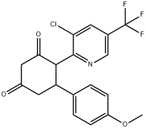 4-[3-CHLORO-5-(TRIFLUOROMETHYL)-2-PYRIDINYL]-5-(4-METHOXYPHENYL)-1,3-CYCLOHEXANEDIONE Struktur
