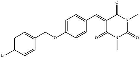 5-((4-[(4-BROMOBENZYL)OXY]PHENYL)METHYLENE)-1,3-DIMETHYL-2,4,6(1H,3H,5H)-PYRIMIDINETRIONE Struktur