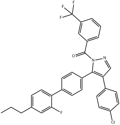 [4-(4-CHLOROPHENYL)-5-(2'-FLUORO-4'-PROPYL[1,1'-BIPHENYL]-4-YL)-1H-PYRAZOL-1-YL][3-(TRIFLUOROMETHYL)PHENYL]METHANONE Struktur