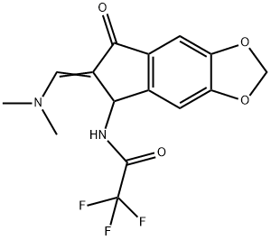 N-(6-[(Z)-(DIMETHYLAMINO)METHYLIDENE]-7-OXO-5,7-DIHYDRO-6H-INDENO[5,6-D][1,3]DIOXOL-5-YL)-2,2,2-TRIFLUOROACETAMIDE Struktur