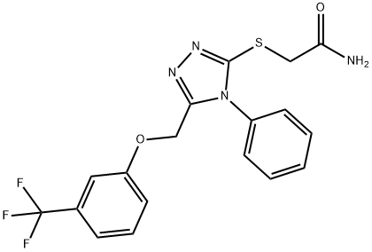 2-[(4-PHENYL-5-([3-(TRIFLUOROMETHYL)PHENOXY]METHYL)-4H-1,2,4-TRIAZOL-3-YL)SULFANYL]ACETAMIDE Struktur