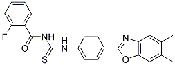 N-({[4-(5,6-DIMETHYL-1,3-BENZOXAZOL-2-YL)PHENYL]AMINO}CARBONOTHIOYL)-2-FLUOROBENZAMIDE Struktur