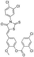 4-{(Z)-[3-(3,4-DICHLOROPHENYL)-4-OXO-2-THIOXO-1,3-THIAZOLIDIN-5-YLIDENE]METHYL}-2-METHOXYPHENYL 2,4-DICHLOROBENZOATE Struktur