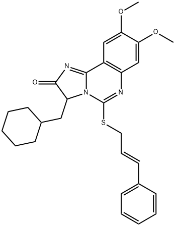 3-(CYCLOHEXYLMETHYL)-8,9-DIMETHOXY-5-([(E)-3-PHENYL-2-PROPENYL]SULFANYL)IMIDAZO[1,2-C]QUINAZOLIN-2(3H)-ONE Struktur