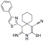 4-IMINO-2-MERCAPTO-5-(4-PHENYL-1,3-THIAZOL-2-YL)-3-AZASPIRO[5.5]UNDEC-1-ENE-1-CARBONITRILE Struktur