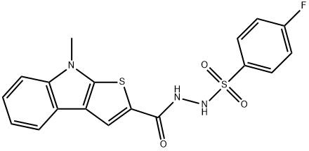 4-FLUORO-N'-[(8-METHYL-8H-THIENO[2,3-B]INDOL-2-YL)CARBONYL]BENZENESULFONOHYDRAZIDE Struktur