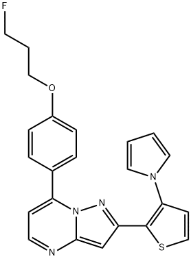 3-FLUOROPROPYL 4-(2-[3-(1H-PYRROL-1-YL)-2-THIENYL]PYRAZOLO[1,5-A]PYRIMIDIN-7-YL)PHENYL ETHER Struktur