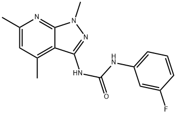 N-(3-FLUOROPHENYL)-N'-(1,4,6-TRIMETHYL-1H-PYRAZOLO[3,4-B]PYRIDIN-3-YL)UREA Struktur