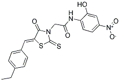 2-[(5Z)-5-(4-ETHYLBENZYLIDENE)-4-OXO-2-THIOXO-1,3-THIAZOLIDIN-3-YL]-N-(2-HYDROXY-4-NITROPHENYL)ACETAMIDE Struktur