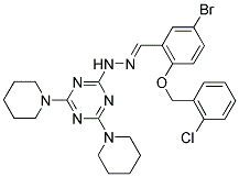 (E)-2-(2-(5-BROMO-2-(2-CHLOROBENZYLOXY)BENZYLIDENE)HYDRAZINYL)-4,6-DI(PIPERIDIN-1-YL)-1,3,5-TRIAZINE Struktur