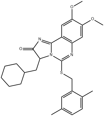 3-(CYCLOHEXYLMETHYL)-5-[(2,5-DIMETHYLBENZYL)SULFANYL]-8,9-DIMETHOXYIMIDAZO[1,2-C]QUINAZOLIN-2(3H)-ONE Struktur