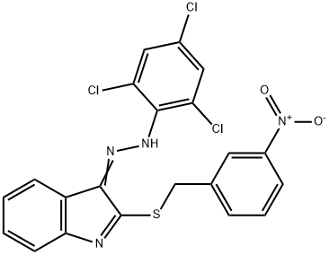 2-[(3-NITROBENZYL)SULFANYL]-3H-INDOL-3-ONE N-(2,4,6-TRICHLOROPHENYL)HYDRAZONE Struktur