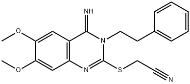 2-[(4-IMINO-6,7-DIMETHOXY-3-PHENETHYL-3,4-DIHYDRO-2-QUINAZOLINYL)SULFANYL]ACETONITRILE Struktur