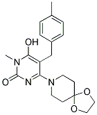 4-(1,4-DIOXA-8-AZA-SPIRO[4.5]DEC-8-YL)-6-HYDROXY-1-METHYL-5-(4-METHYL-BENZYL)-1H-PYRIMIDIN-2-ONE Struktur